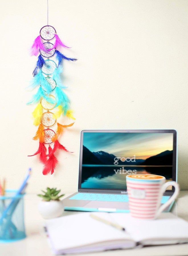 Rooh Dream Catcher ~ Rainbow 7 Tier ~ Handmade Hangings for Positivity (Can be Used as Home Decor, Gift, Wall Hangings, Meditation Room, Yoga Temple, Wind Chime & Car Hanging) - Image 3